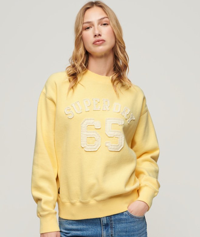 Superdry Athletic Sweatshirt met Appliqué en Losse Pasvorm Geel