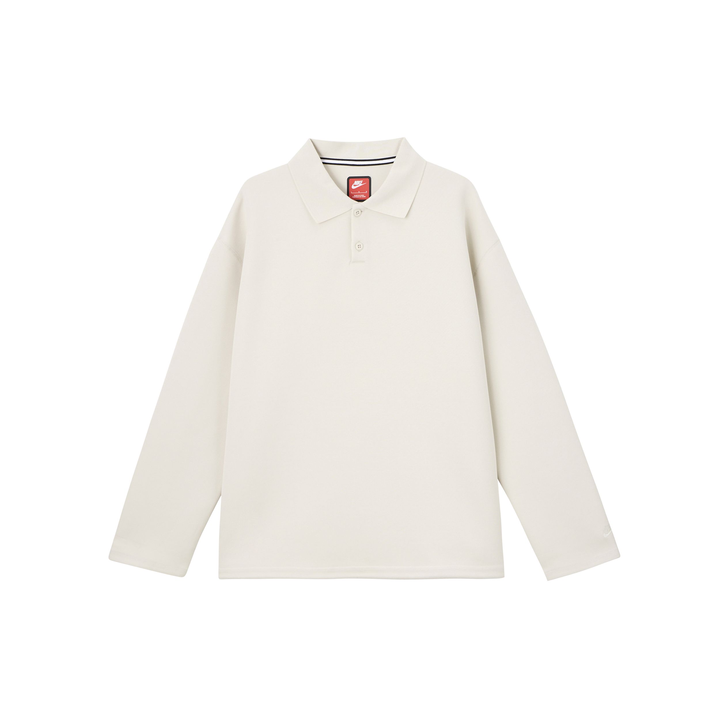 Nike Tech Fleece Reimagined Effen Kleur Ademend Poloshirt met Lange Mouwen Heren tops Lichtroodbruin FZ7571-104 L