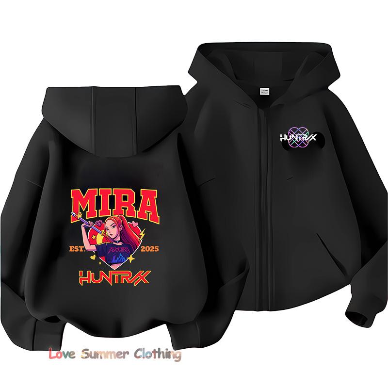 MINISO Huntrix Meisjes hoodie met rits Kpop Demon Hunters Meisjes Herfst Jas met Capuchon Rits Herfst RUMI MIRA ZOEY DERPY pullover casual hoodie 140