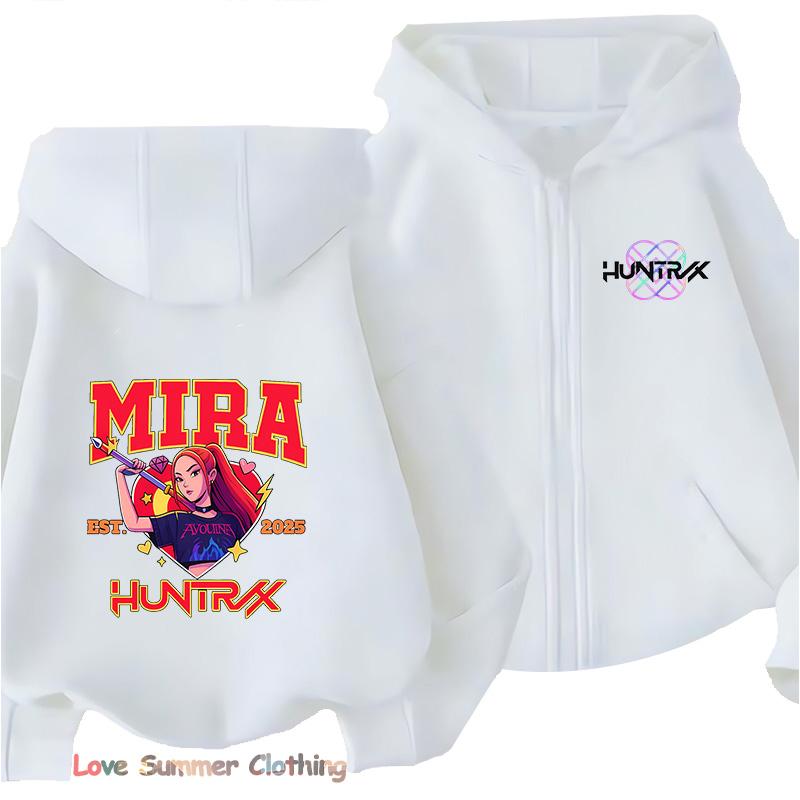MINISO Huntrix Meisjes hoodie met rits Kpop Demon Hunters Meisjes Herfst Jas met Capuchon Rits Herfst RUMI MIRA ZOEY DERPY pullover casual hoodie 130