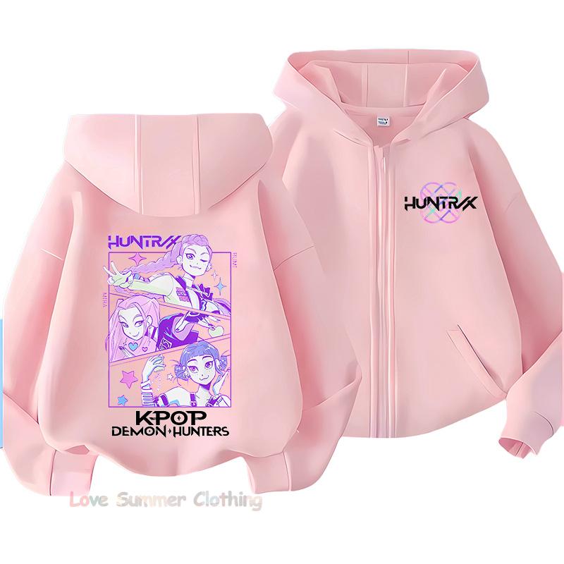 MINISO Huntrix Meisjes hoodie met rits Kpop Demon Hunters Meisjes Herfst Jas met Capuchon Rits Herfst RUMI MIRA ZOEY DERPY pullover casual hoodie 150