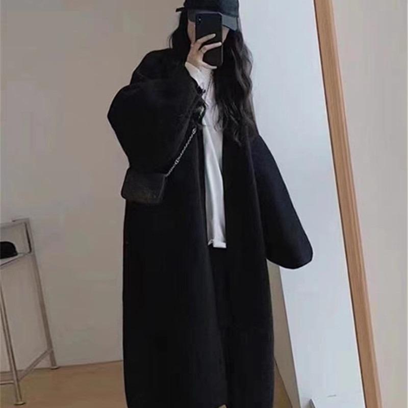 CANVAUS Herfst en winter damestrui Premium Sense lange trui Los ontwerp Niche Lui windjack vest Jack Tops One Size zwart