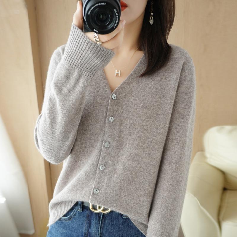 CANVAUS Vrouwen Vesten Herfst Winter Single Breasted Knitwears Lange Mouw V-hals Gebreid Vest Koreaanse Mode Lente Casual Trui XXL kameel