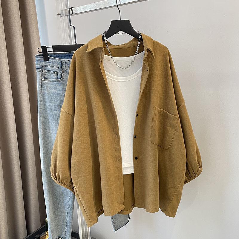 21top Losse en casual oversized cardigan voor dames, lente- en herfststijl in Hong Kong met grote maten en relaxte pasvorm L kaki