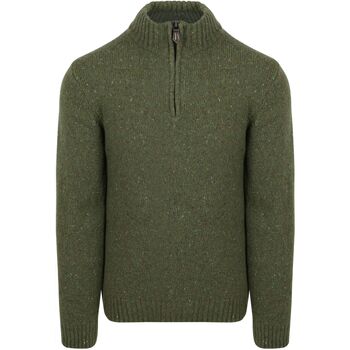 Suitable Sweater  Half Zip Trui Donnegal Tweed Eco Wool Groen