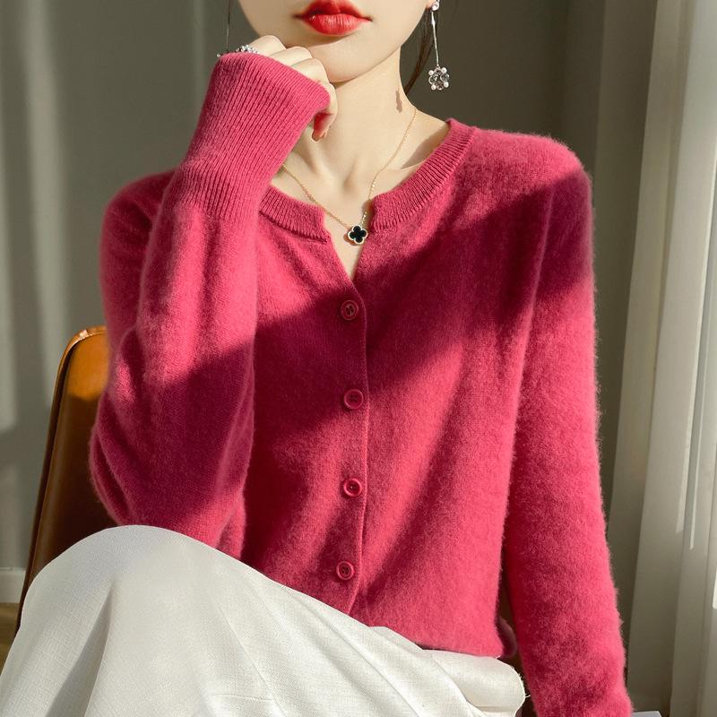 StrideBox 2024 Dames Kasjmier Cardigan met V-hals: Veelzijdige trui met lange mouwen voor lente en herfst L