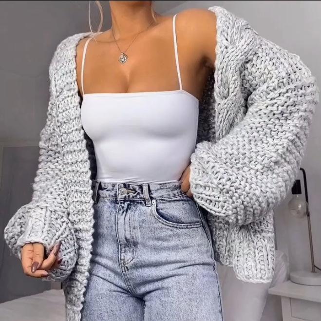 Yoghurt Herfst en winter dames trui vest trui gezellige casual vest trui tops 2XL grijs