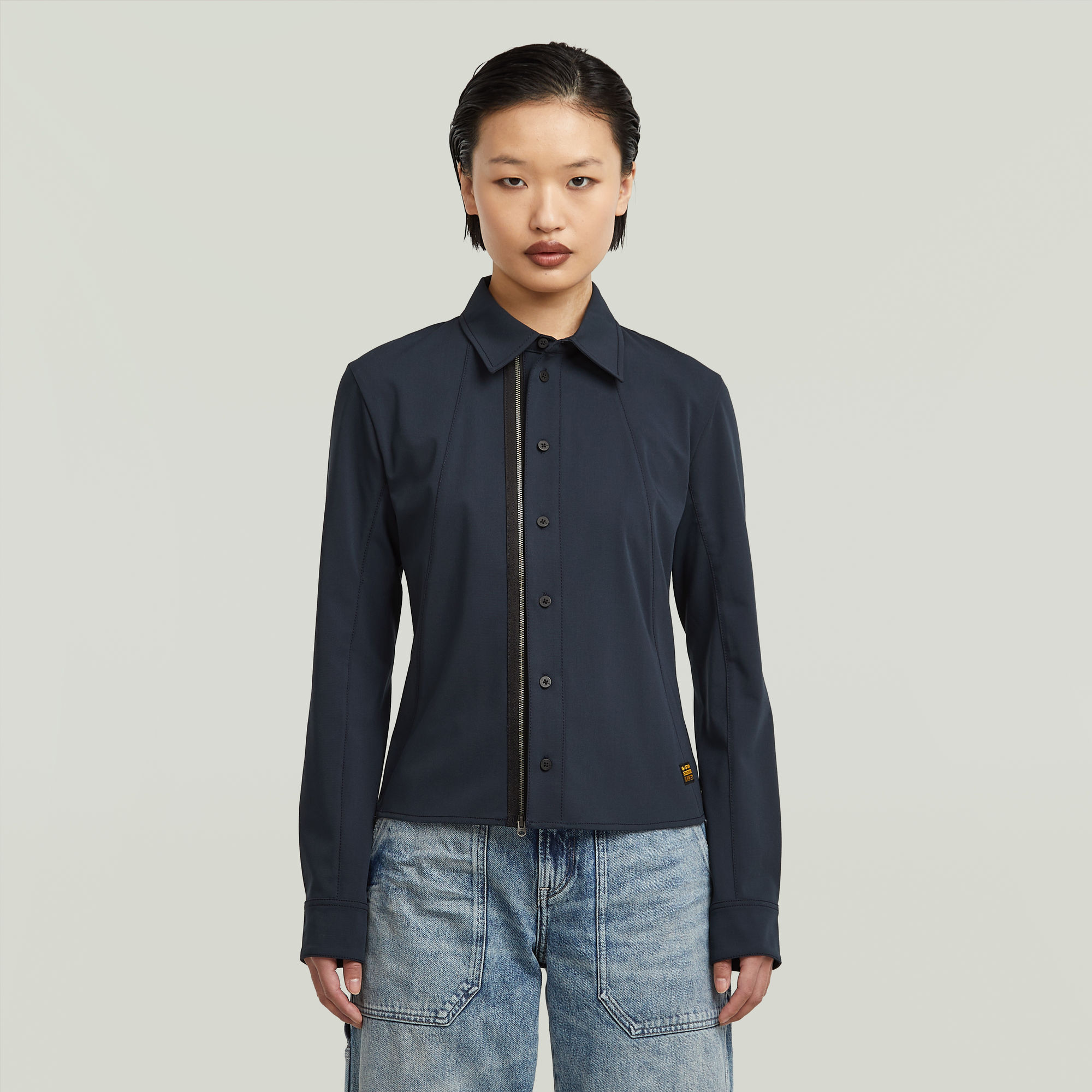 G-Star RAW Zip Slim Overhemd - Donkerblauw - Dames