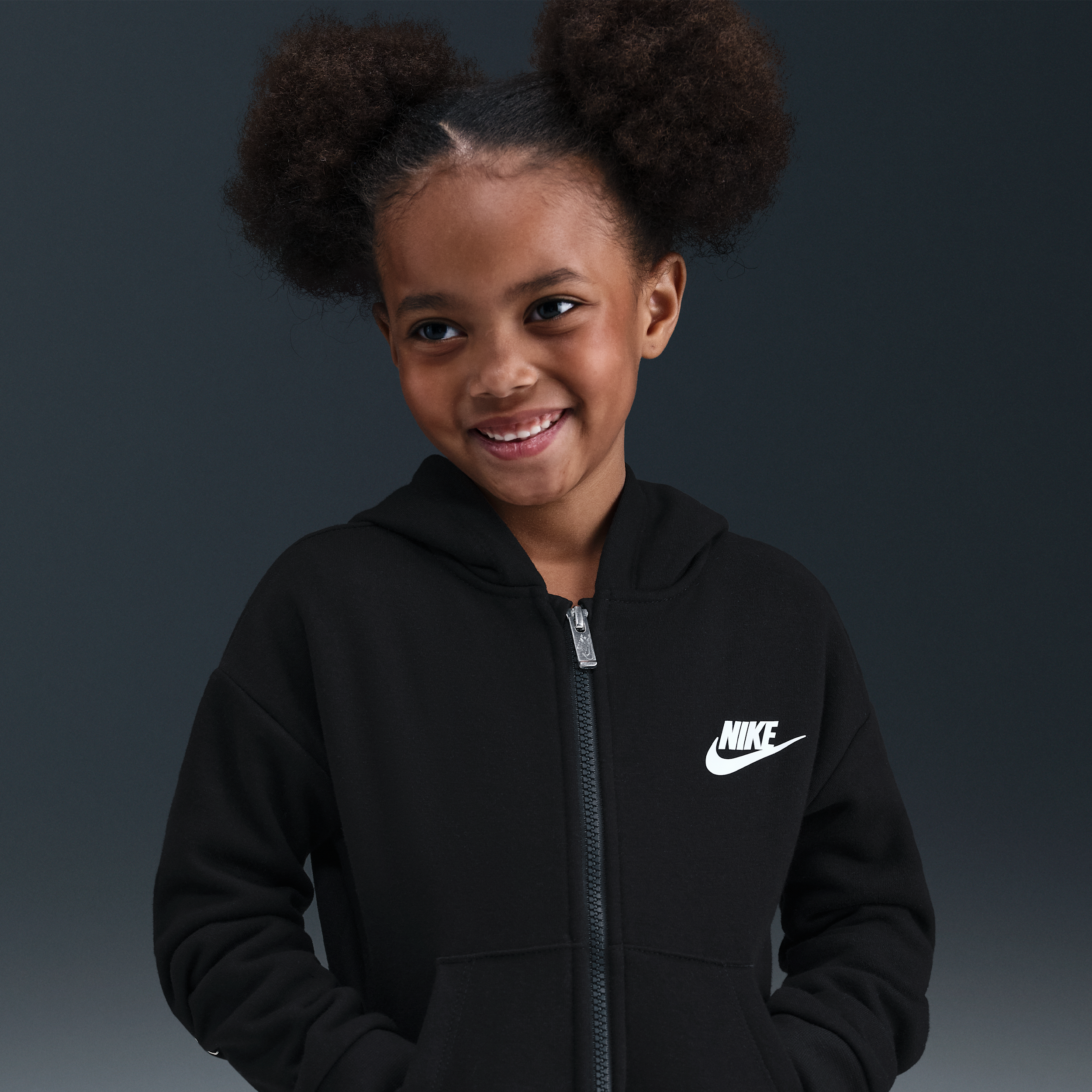 Nike Club Fleece Hoodie met rits voor kleuters - Zwart