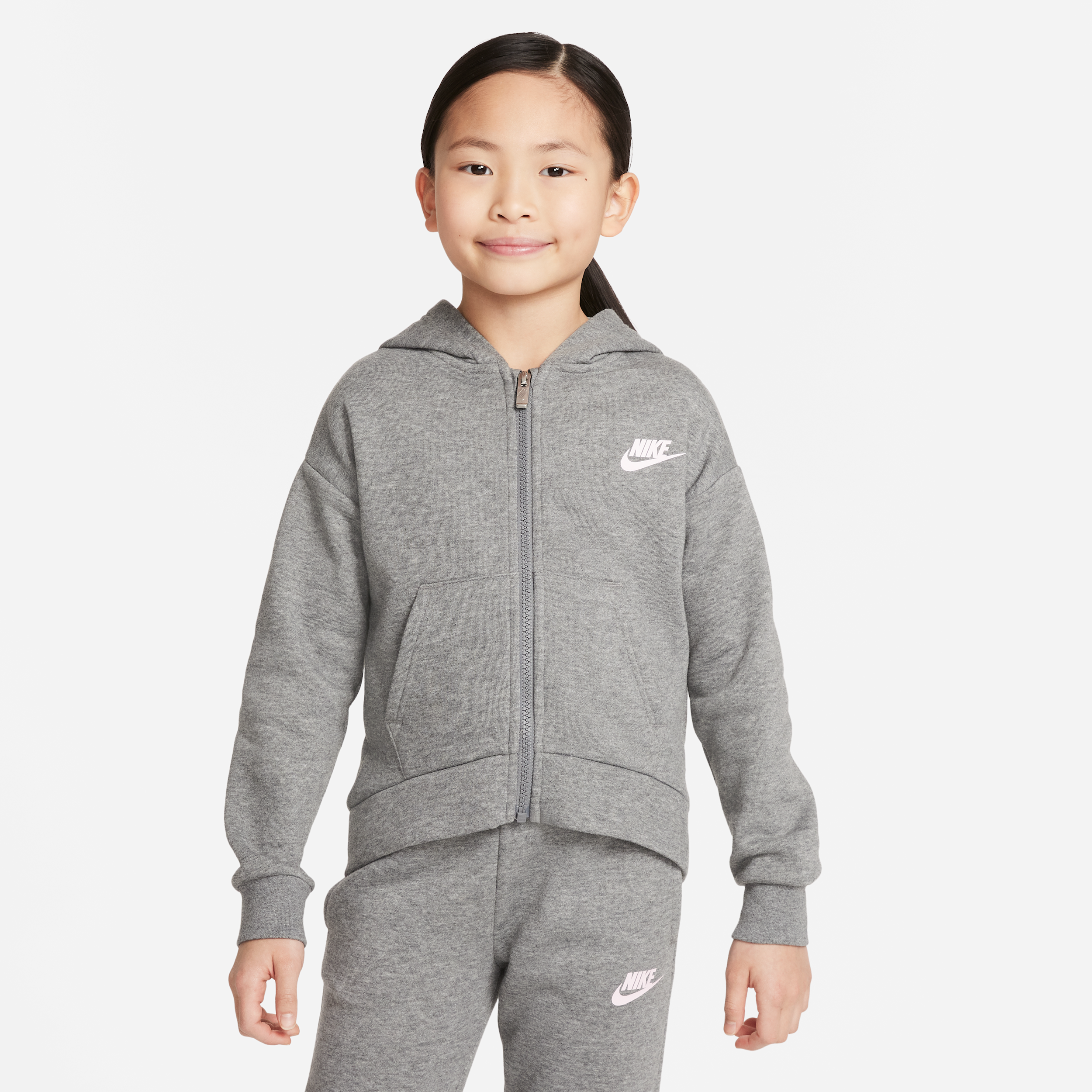 Nike Club Fleece Hoodie met rits voor kleuters - Grijs