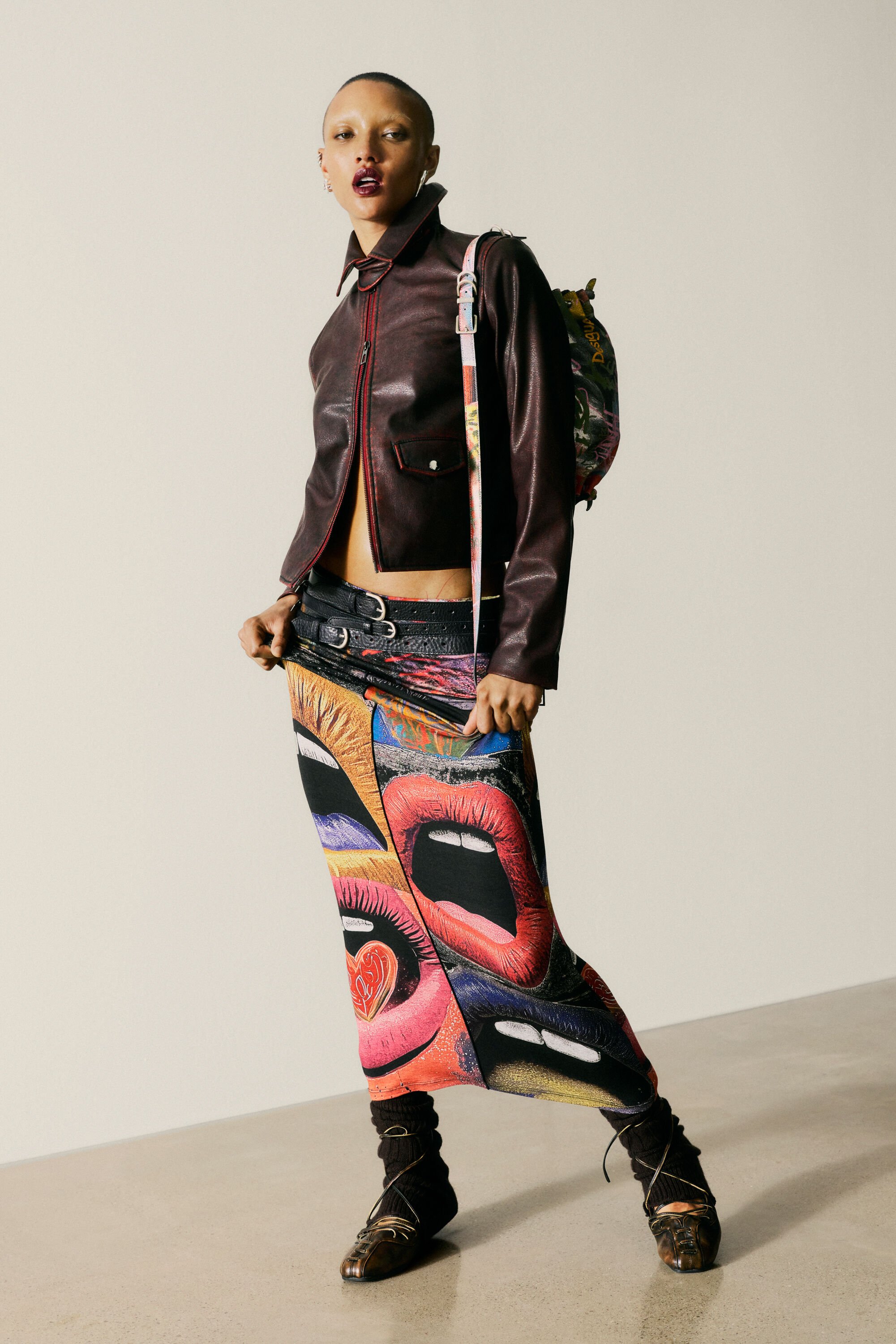 Desigual BEDRUKTE ROK MET MONDEN - BLACK