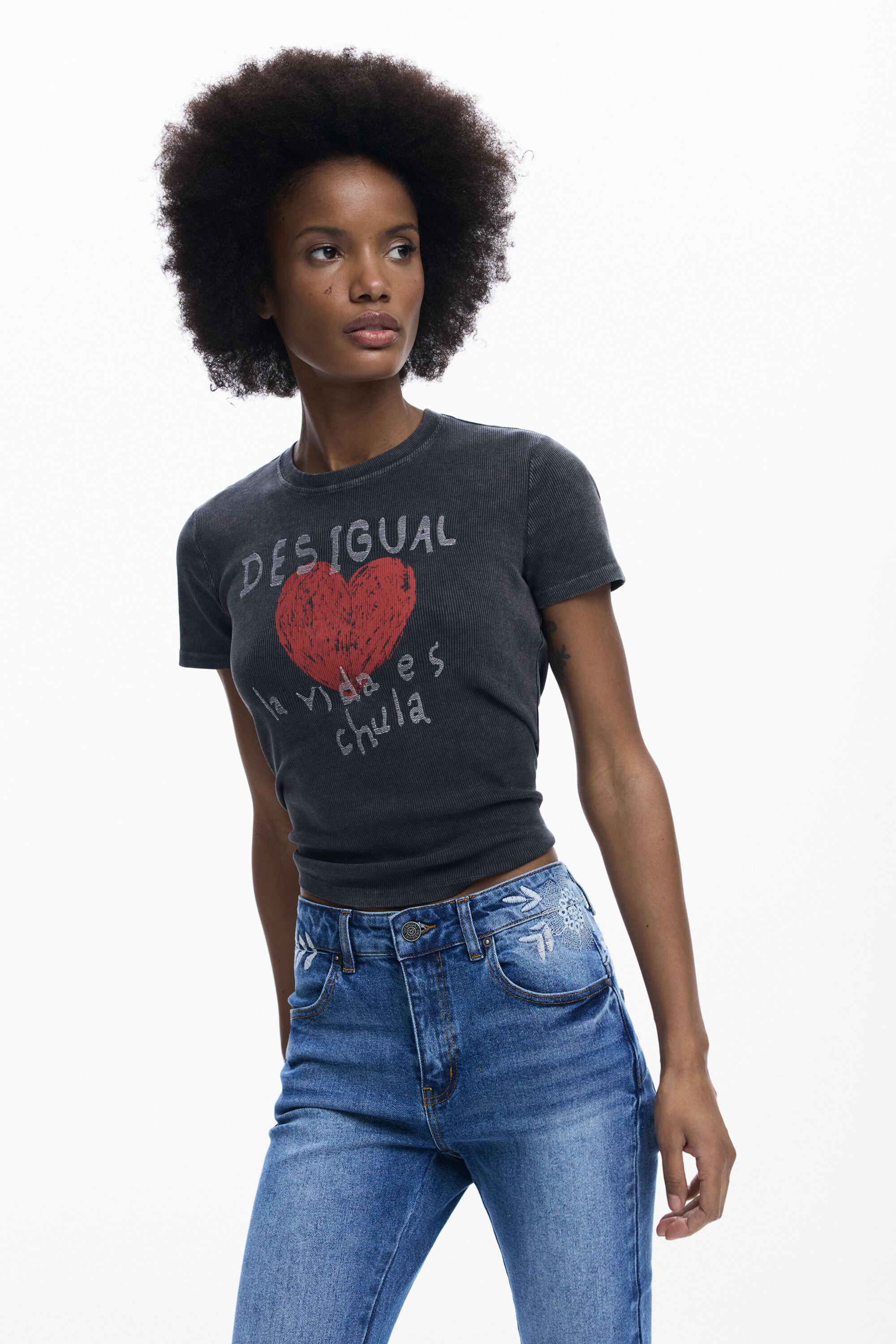 Desigual Hart T-shirt - BLACK