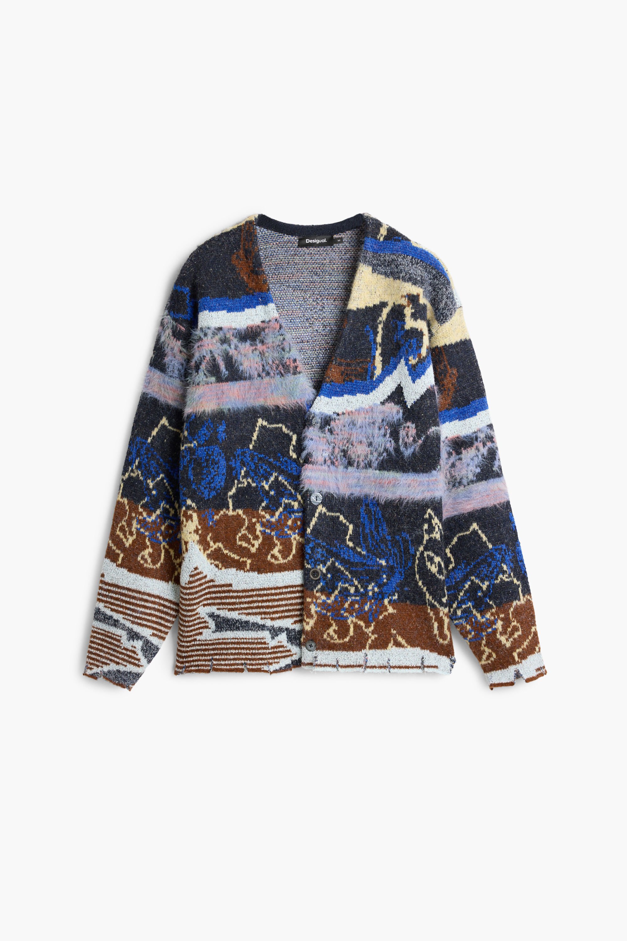 Desigual Geborduurde studio cardigan trui - BLUE