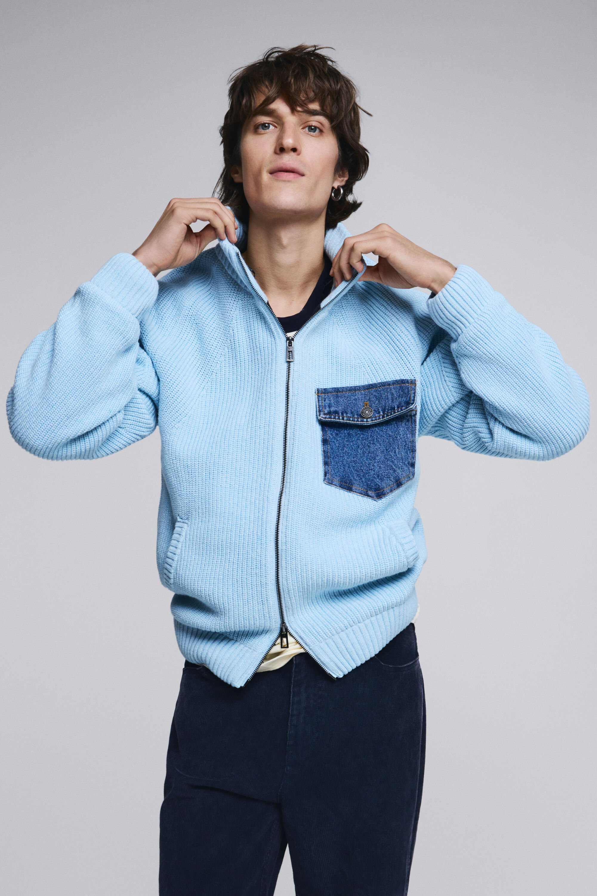 Desigual Gebreide trui met dubbele rits - BLUE