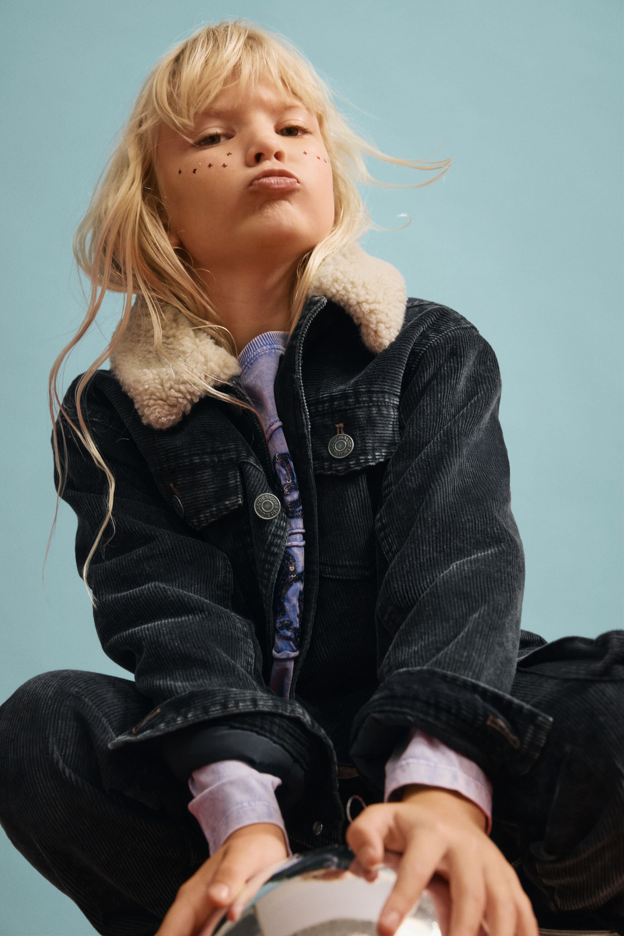 Desigual Jas met schapenvachtkraag - BLACK