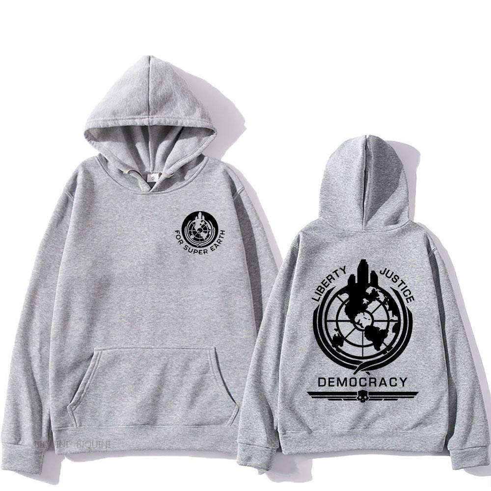 Trendy discount Helldivers Hoodie Comfortabel Sweatshirt met Capuchon en Lange Mouwen Heren/dames voor Herfst/Winter Kleding Casual Grafische Print Hoody M grijze kleur