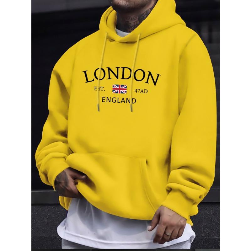 ETST0012 London Fashion Print Hoodies Voor Heren Casual Herfst Winter casual sweatshirt Kangoeroezak Lange mouw Herfst/Winter simpel M