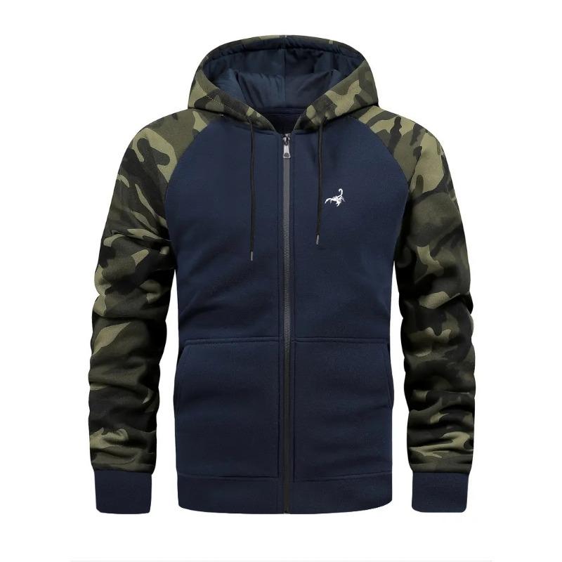 Haodingfushi Nieuwe Herfst- en Winter Heren Camouflage Raglan Hoodie Heren Casual Rits Sweatshirt Jas XL