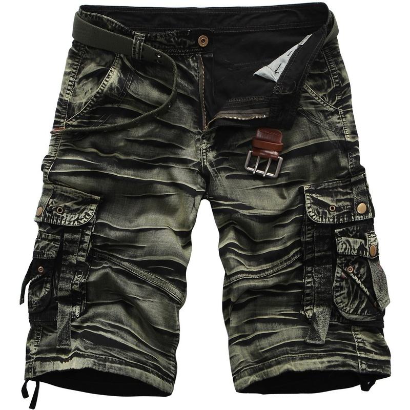 Boho berry Zomer heren losse grote maten casual camo korte broek cargoshorts 34 legergroene kleur