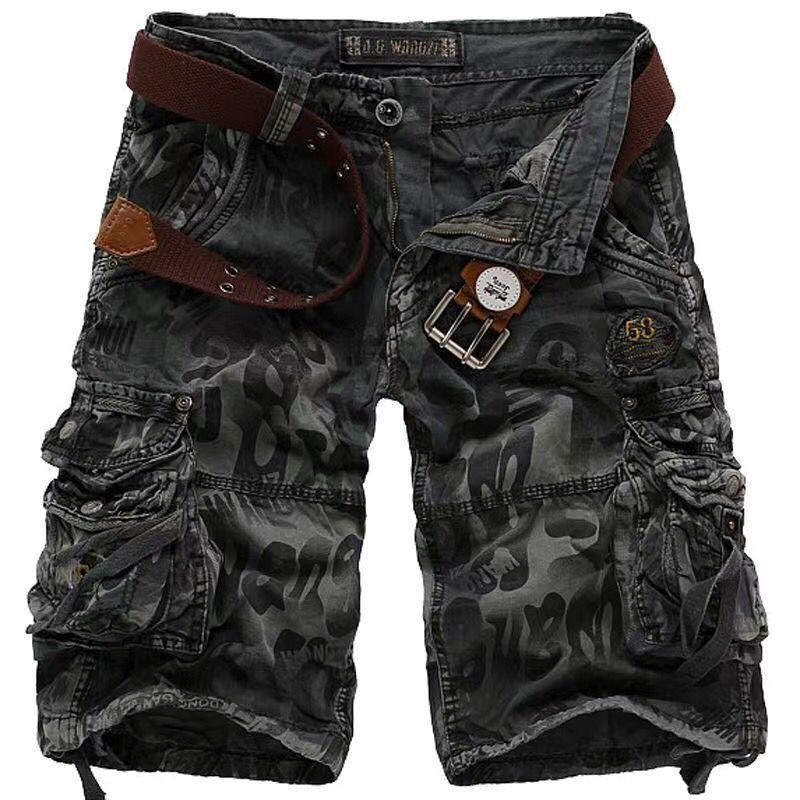91440607MAC4DCME0U Losse, casual werkkleding voor heren, camouflageshorts, vijfpuntsbroek met meerdere zakken XXL zwart