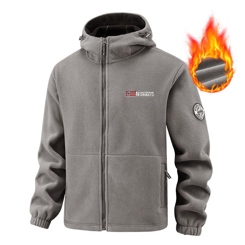 Weft Herfst en Winter Noorse Europese Maat Heren Fleece Jas met Capuchon Koudebestendige Warme Jas XL