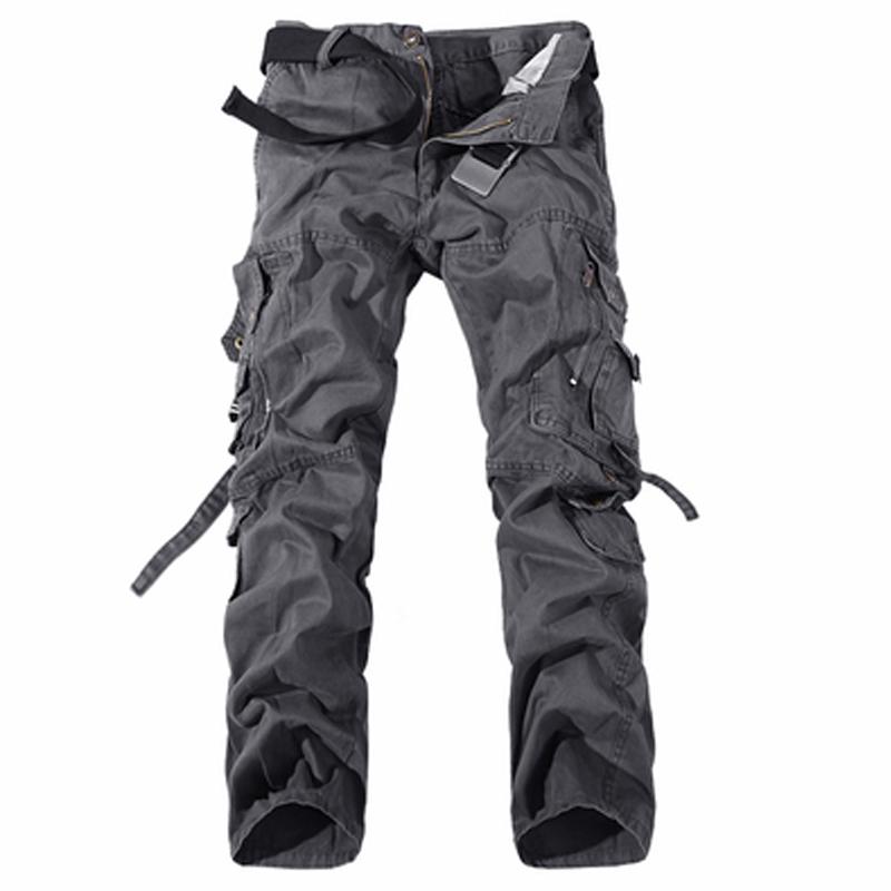 Nice House Cargobroeken Herenmode Casual broek Rechte militaire broek met meerdere zakken 40 grijs