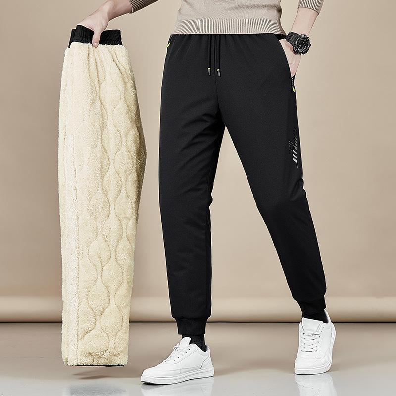 Little red horse Herfst en winter lamswollen broek heren gewatteerde warme casual sportbroek losse rechte honderd meter katoenen broek man 7XL