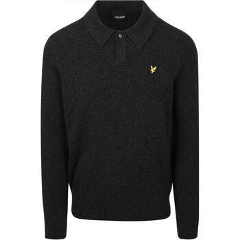 Lyle And Scott Sweater  Lyle Scott Longsleeve Poloshirt Lamswol Zwart