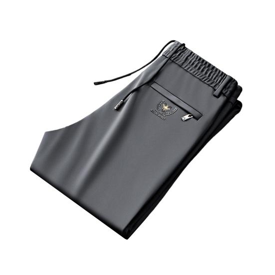 Yunzhu Herenbroeken Losse rechte trekkoord elastische taille 2 zijzakken effen kleur ademend zacht volledige lengte casual joggingbroek dagelijkse lange broeken 3XL grijs