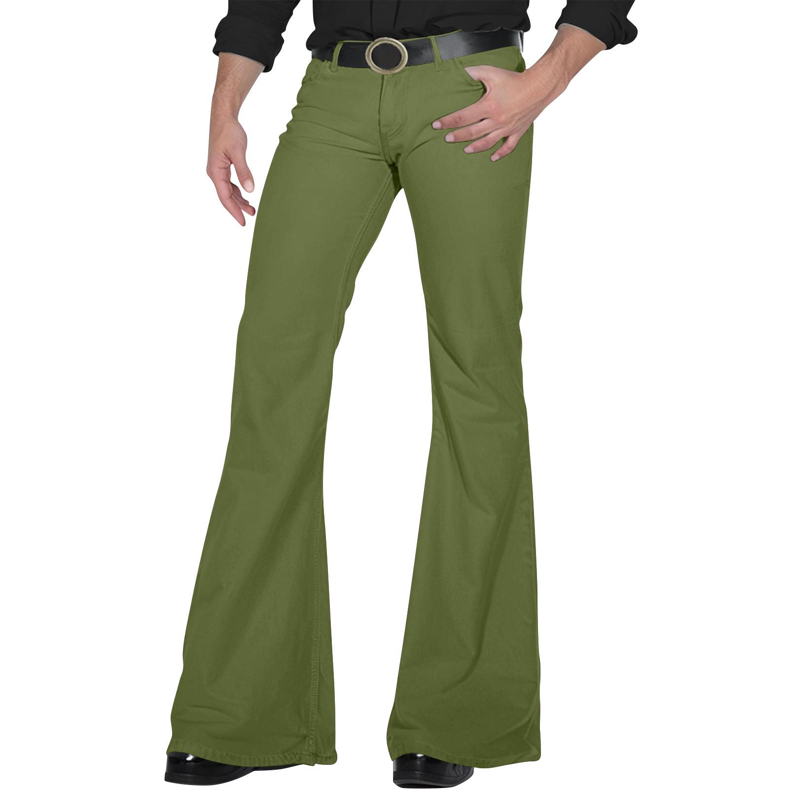 Blackrose Retro Disco uitlopende broek voor heren, losse stretch vintage broek, fit uitlopende comfortabele retro stretch keperstof herenbroek L