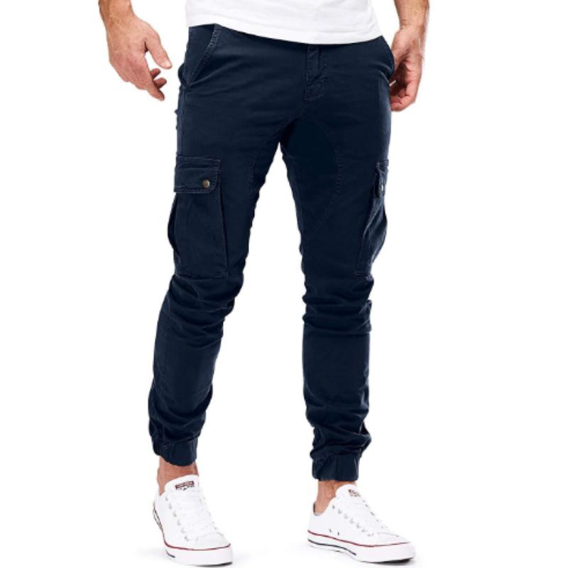 Marll Heren Broek Tactische Broek Joggers Broek Heren Broek Effen Kleur Meerdere Zakken Rechte Casual Cargo Broek voor Dagelijks Gebruik L marineblauwe kleur