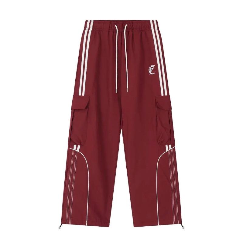 Exotic Y2k Vintage Streetwear Cargobroek Amerikaanse Retro Casual High Street Hip Hop Gestreept Oversized Rechte Broek 2024 M rood