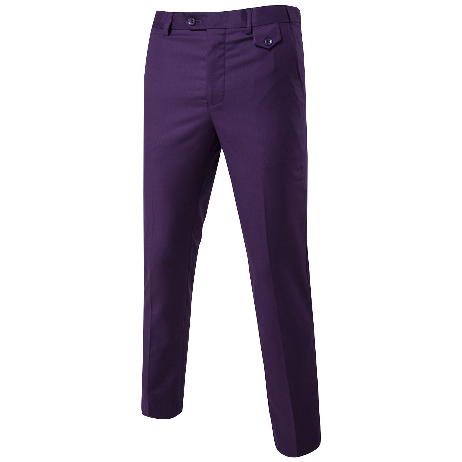 Balala Heren Zomer Effen Kleur Taille Verstelbare Broek Heren Zomer Casual Zakelijk Comfortabele Broek M paars
