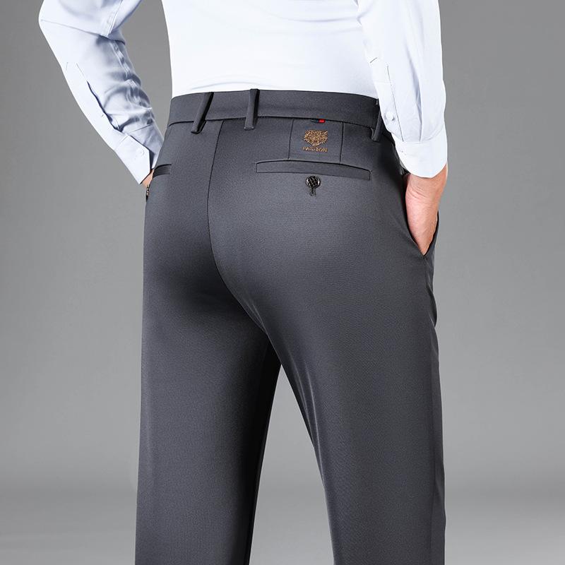 XBHBEAUTY Lente en Herfst Nieuwe Casual Broeken Heren Casual Broeken Zakelijke Broeken Rechte Pijp Losse Dikke Herenbroeken 38 grijze kleur