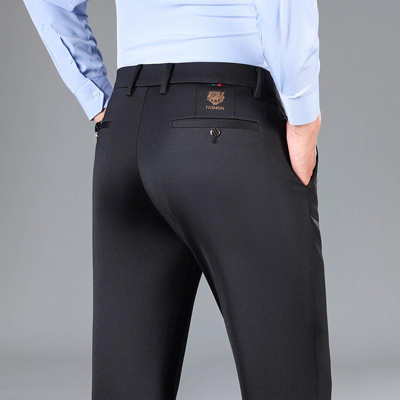 XBHBEAUTY Lente en Herfst Nieuwe Casual Broeken Heren Casual Broeken Zakelijke Broeken Rechte Pijp Losse Dikke Herenbroeken 38 zwart