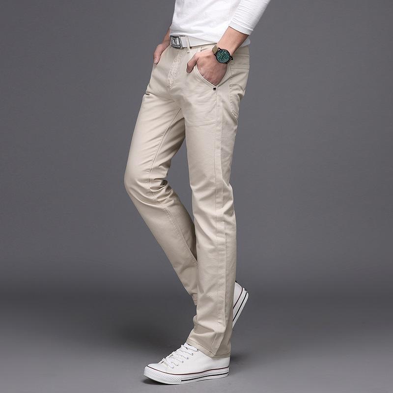 XBHBEAUTY Heren Lente en Herfst Heren Casual Broeken Jeugd Koreaanse Editie Trendy Slim Fit Multi Kleur Puur Katoen Casual Veelzijdige Lange Broek 32 beige