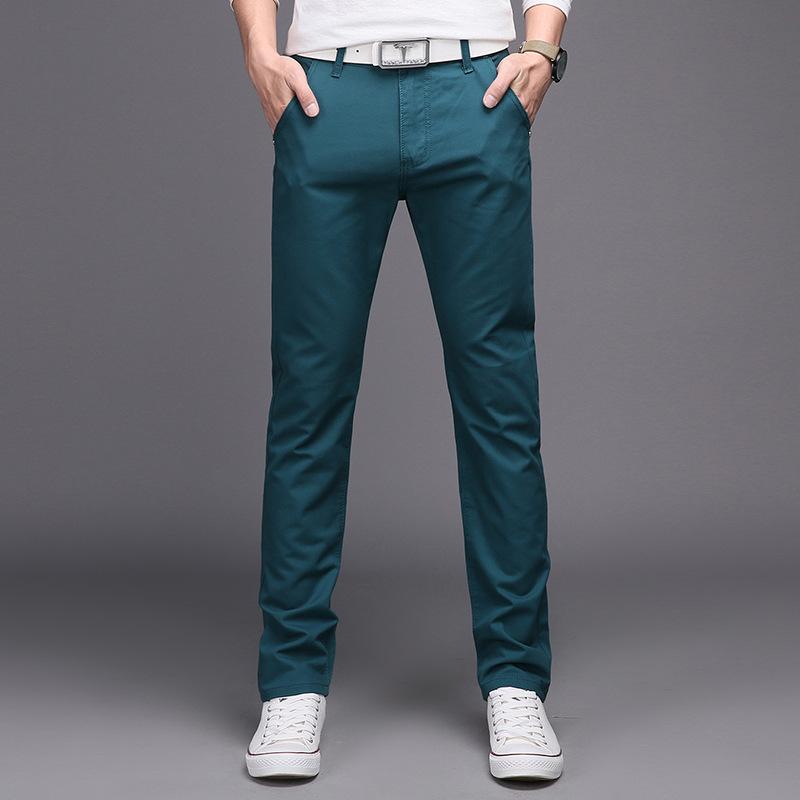 XBHBEAUTY Heren Lente en Herfst Heren Casual Broeken Jeugd Koreaanse Editie Trendy Slim Fit Multi Kleur Puur Katoen Casual Veelzijdige Lange Broek 36 meer blauwe kleur
