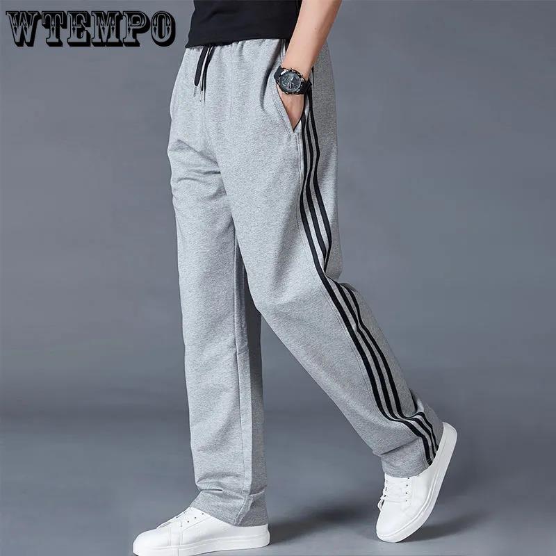 WTEMPO Lente- en herfstsportbroeken Heren rechte, losse, gestreepte casual broeken Plus-size all-match broeken XL