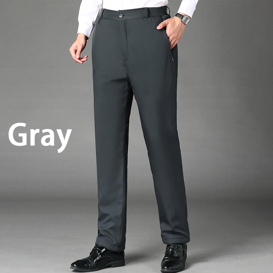 SZWBB-001 Winter Gewatteerde Bovenkleding Katoenen Broek Heren Hoge Taille Grote Maat Warme Broek Lamsvacht Koud Weer Broek voor Heren 5XL 90-100kg grijs