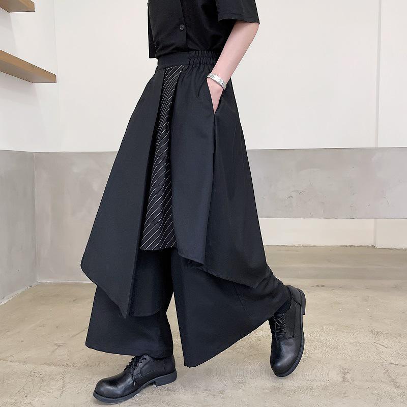 VantaGoods Yohji Yamamoto Heren Japanse Lint Kendo Samurai Rok Broek - Donker, Onregelmatig Zomerontwerp 3XL zwart
