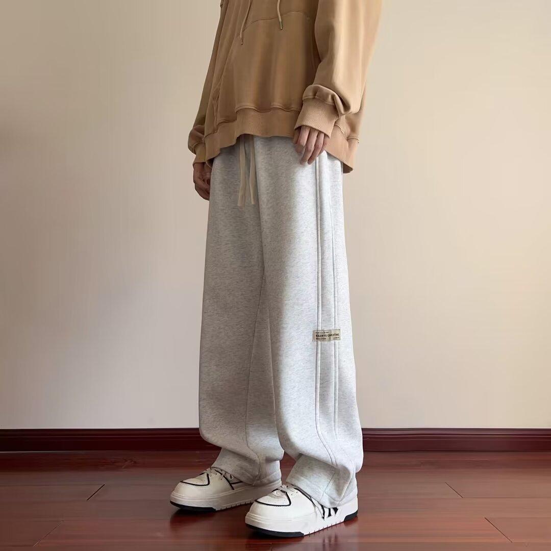 Cozyoutfit Amerikaanse wijde joggingbroek, veelzijdige dunne casual broek, retro rechte sport wijde pijpen broek M lichtgrijze kleur