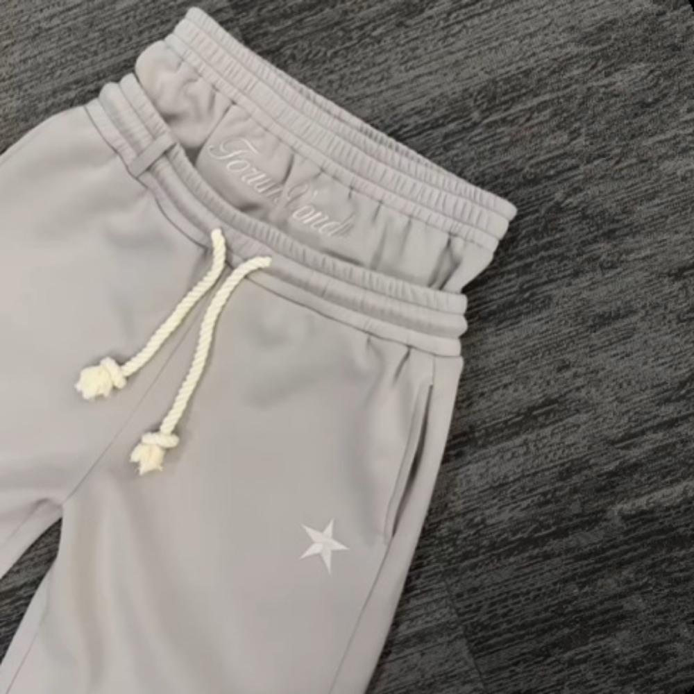 TOP COOL FASHION Y2K Heren Joggers Gothic Trendy Dubbele Taille Unisex Joggingbroek Hip Hop Amerikaanse Stijl Retro High Street Casual Trainingsbroek M beige