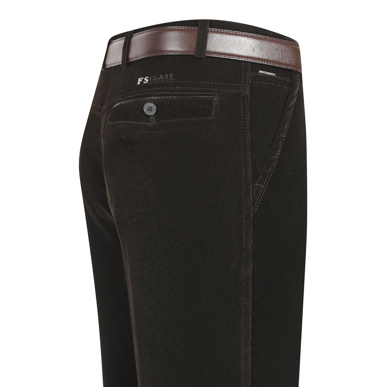 Yoghurt Broek Heren Corduroy Cord Broek Stretch Rechte Broek Casual Losse Hoge Taille Vintage Retro 42 donkere kaki kleur