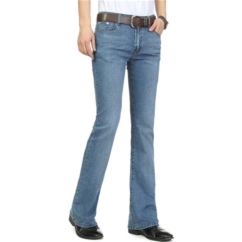 YM-Women Clothing2 Heren Denim Bootcut Broek 70s Western Cowboy Bell Bottoms Flared Jeans Broek Casual Plus Size 32 middenblauwe kleur