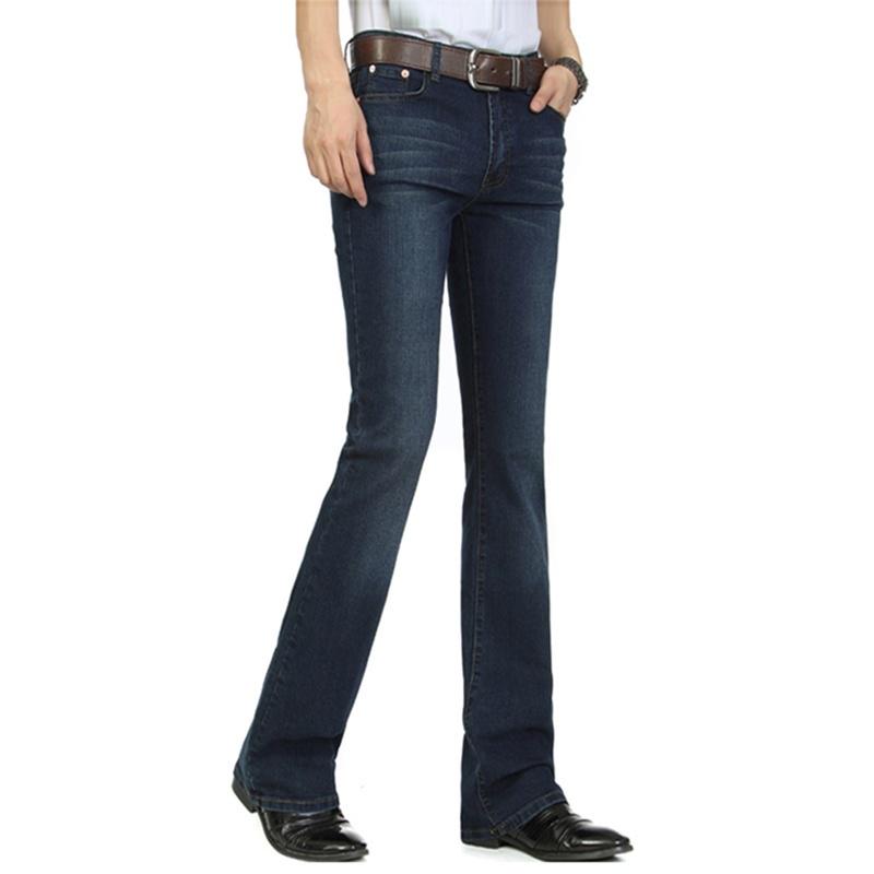 YM-Women Clothing2 Heren Denim Bootcut Broek 70s Western Cowboy Bell Bottoms Flared Jeans Broek Casual Plus Size 33 donkerblauwe kleur
