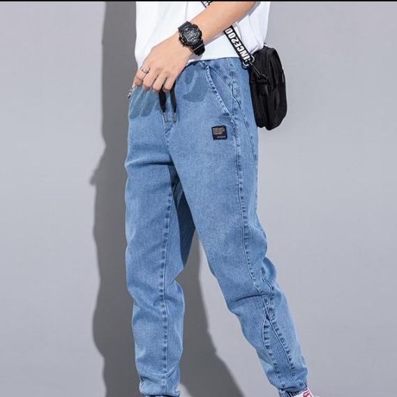 RC BAG Herenmode zwart blauw grijs jeans streetwear joggingbroek broek plus maat 8xl casual rechte streetwear trekkoord elastische taille losse jeans M blauw