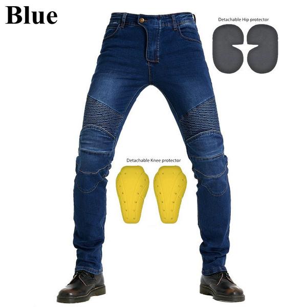KR-ZAHUODIAN Winddichte motorfiets race-jeans casual broek heren motorcross off-road kniebeschermende moto-jeansbroek XL blauw