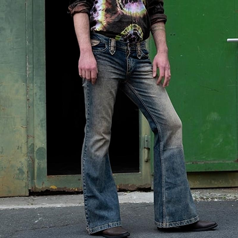 Cloth W Herenmode jeans Boot Cut Leg Licht uitlopende Slim Fit Jeans Designer Klassiek gewassen denim Bell Bottom Pant Plus Size L donkerblauwe kleur