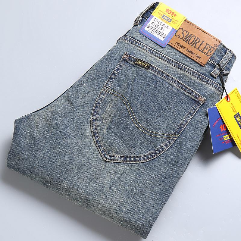Teacher hua Jeans Heren Recht Los Elastisch Slank Lente- en Herfstmodellen Nostalgie Lange Broek Heren Tijbroek 34