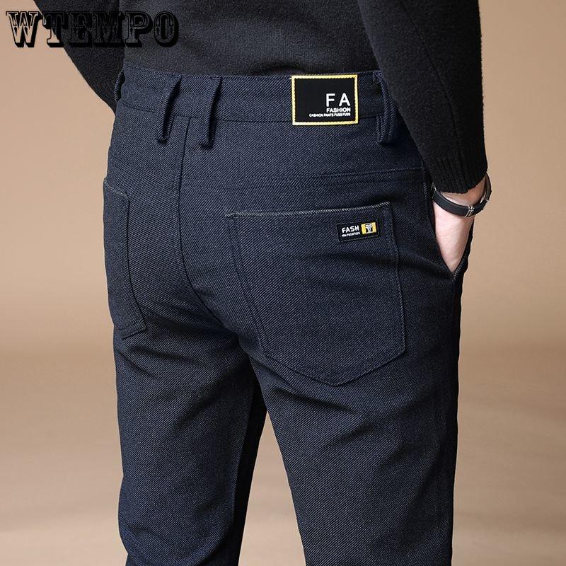 WTEMPO Heren Jeans Lente Nieuw Abrasive Casual Broeken Slim Stretch Rechte Broeken Business Wind Jeans 38 blauw